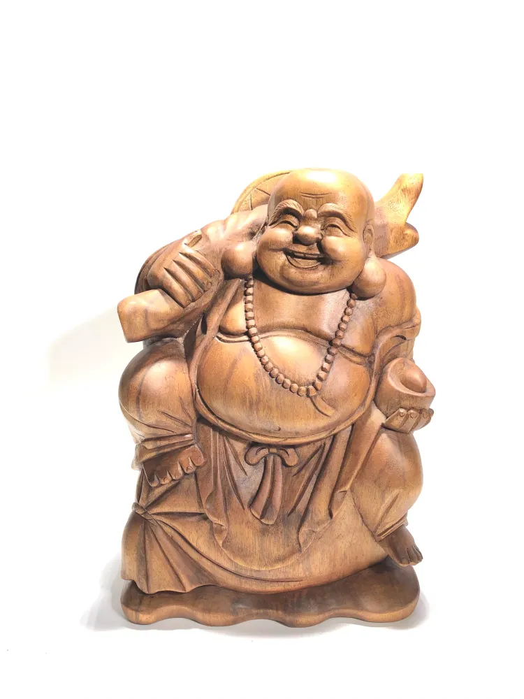 Statua Happy Buddha legno