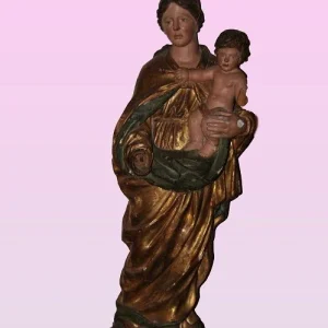 Statua legno "Madonna con bambin Gesù"