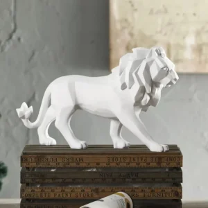Statua di leone piedi origami bianco 27 ​​cm