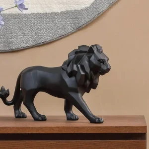 Statua di leone piedi origami nero 27 cm