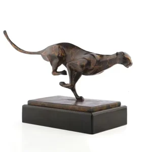 Statua di leopardo bronzo 36 cm