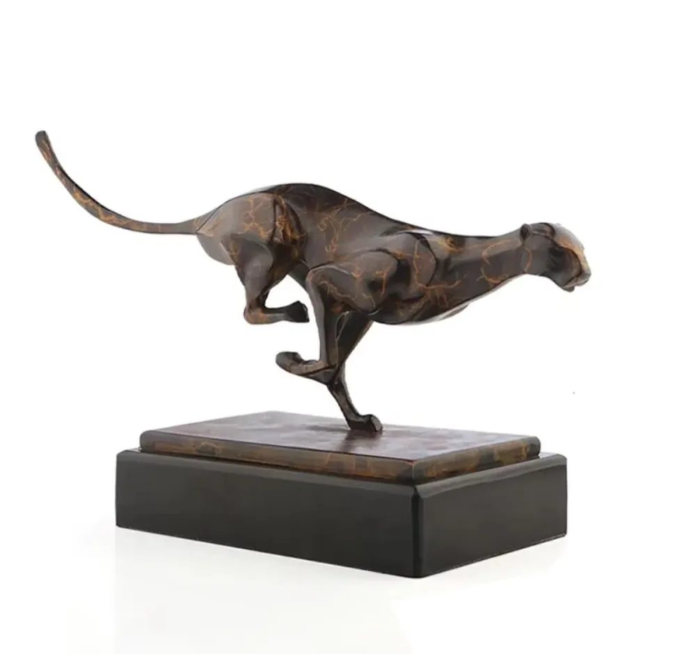 Statua di leopardo bronzo 36 cm