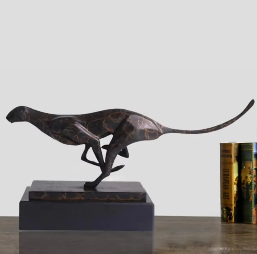 Statua di leopardo bronzo 36 cm