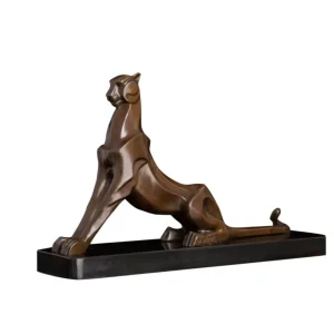 Statua di leopardo seduto bronzo 24 cm