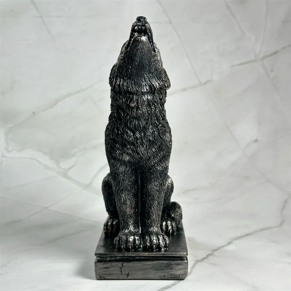 Statua di lupo/portacandele