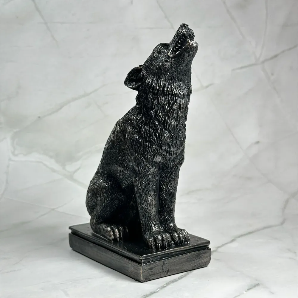 Statua di lupo/portacandele