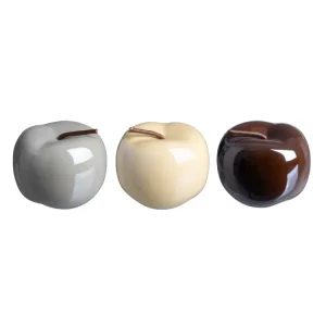 Statua mela decorativa ceramica laccata lucida 3 colori 9,5x9,5x9,5 cm - Casaseleccion