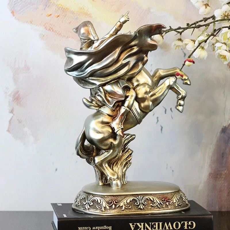 Statua di Napoleone su cavallo d'argento 33 cm