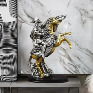 Statua di Napoleone su cavallo d'argento 28 cm