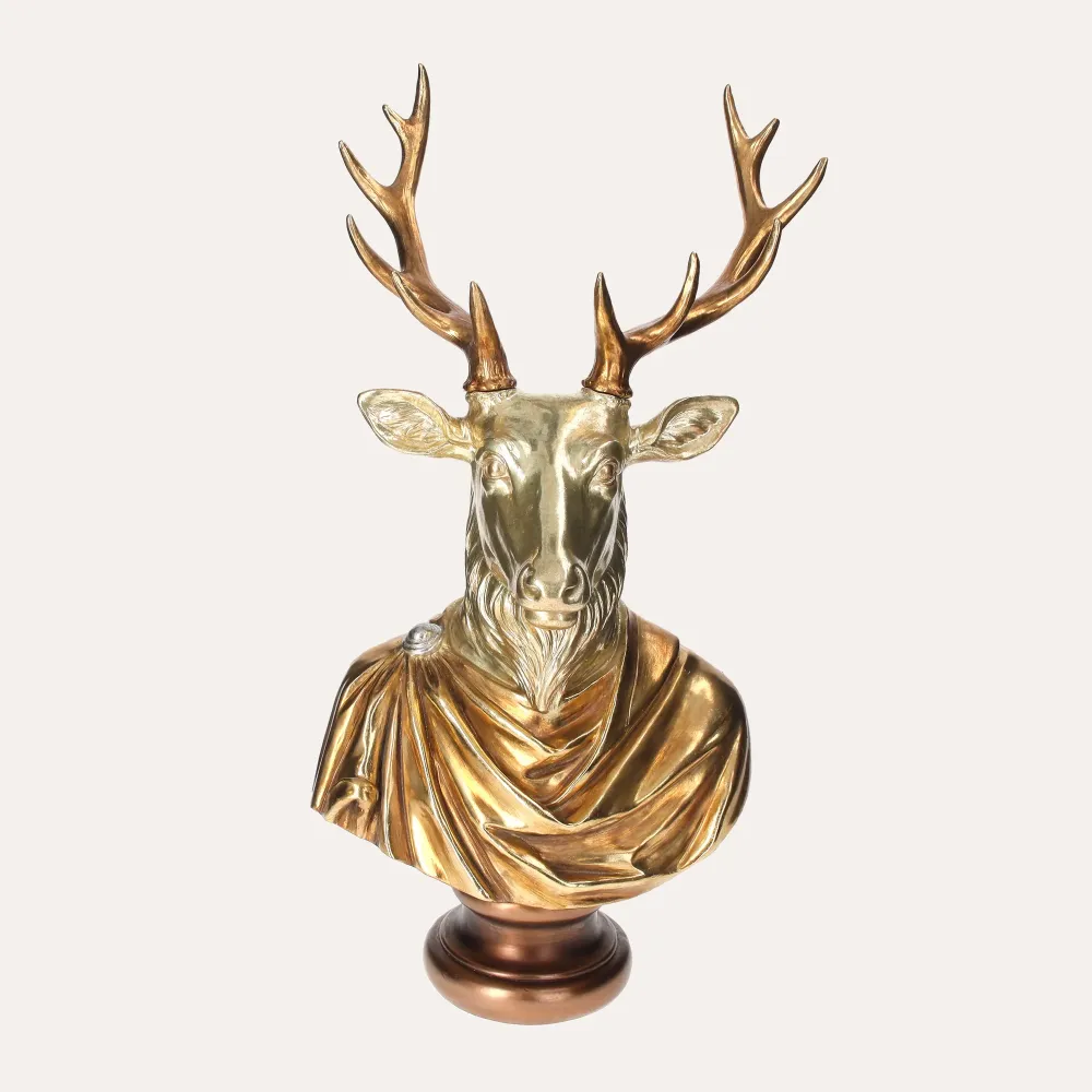 Statua Oro Testa Di Cervo