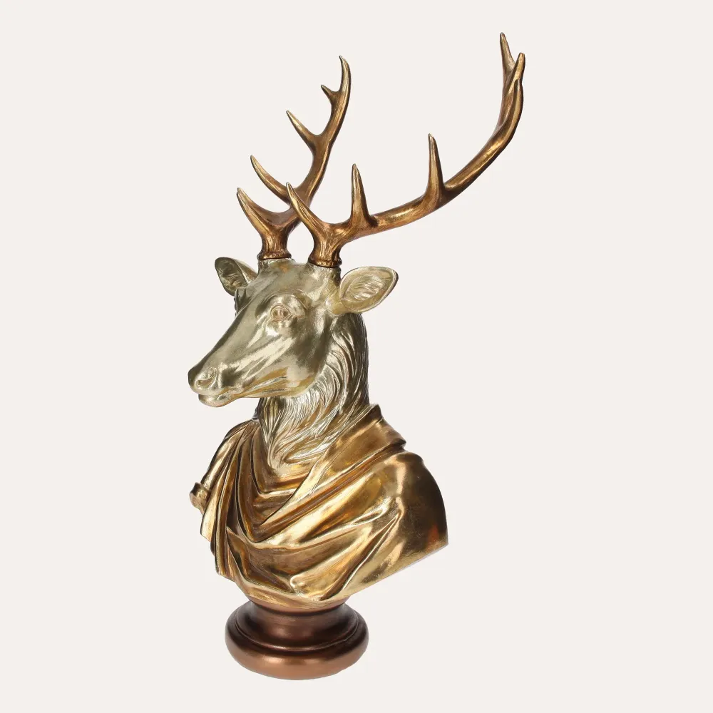 Statua Oro Testa Di Cervo