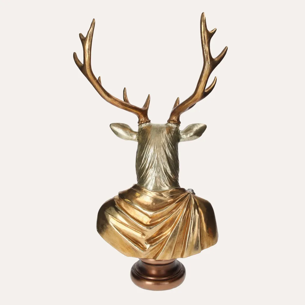Statua Oro Testa Di Cervo