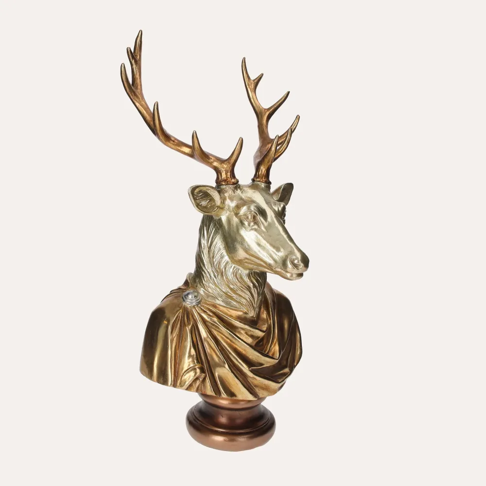 Statua Oro Testa Di Cervo