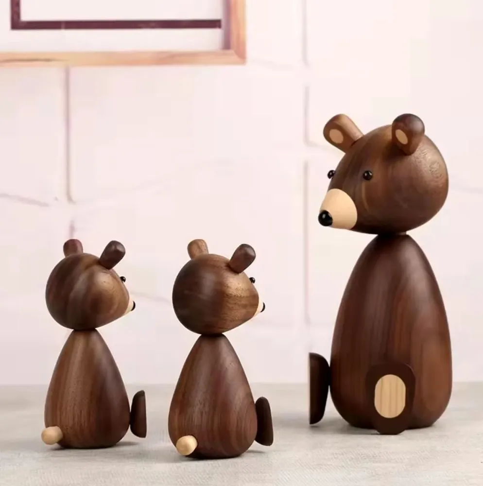 Statua di orso legno stile nordico 20 cm