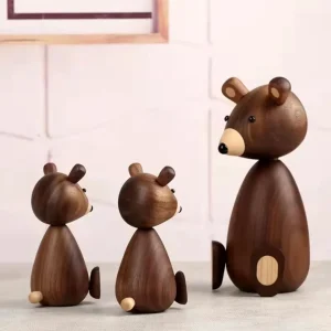 Statua di orso legno stile nordico 12 cm