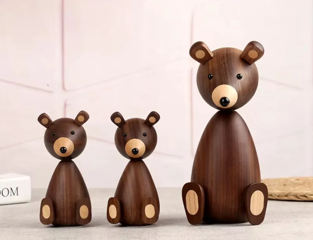 Statua di orso legno stile nordico 12 cm