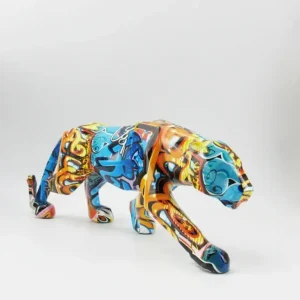Statua pantera graffiti resina 14 cm