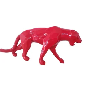 Statua Pantera Origami resina rossa 70 cm