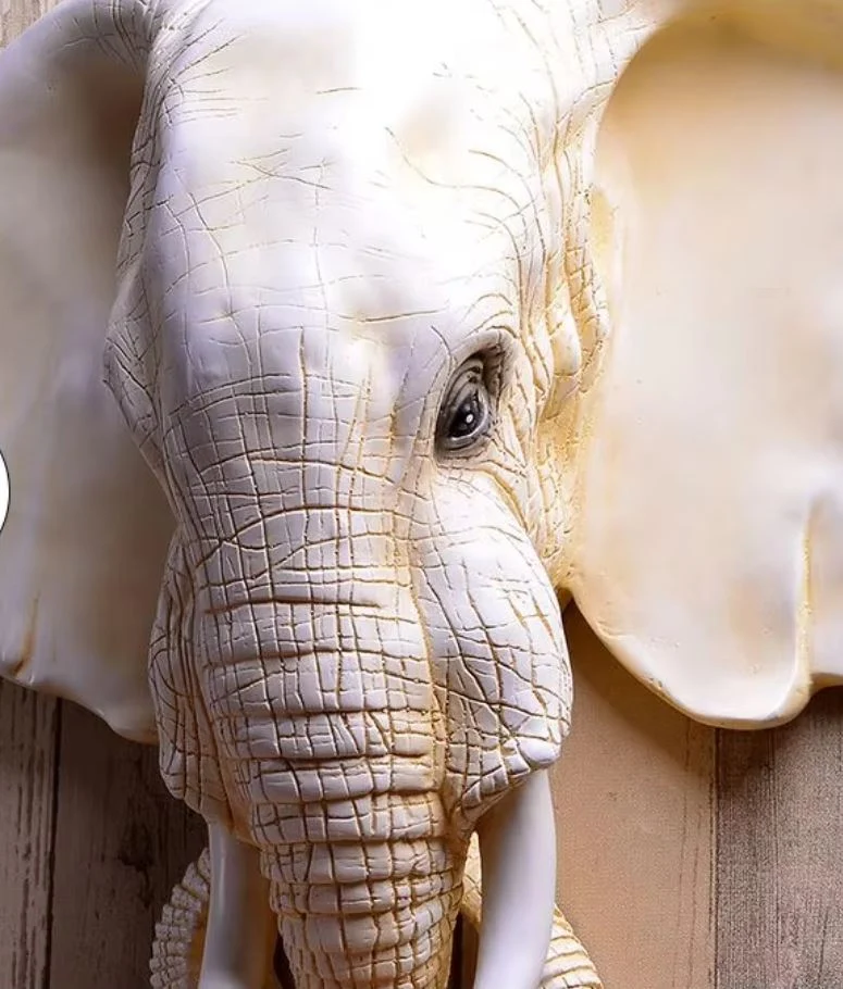 Statua da parete forma di testa di elefante 48 cm