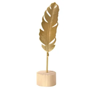 Statua Piuma metallo dorato - Stile scandinavo 20 cm