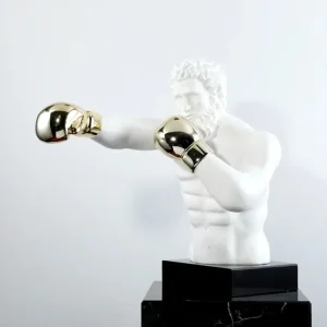 Statua di pugile con guanti d'oro 53 cm