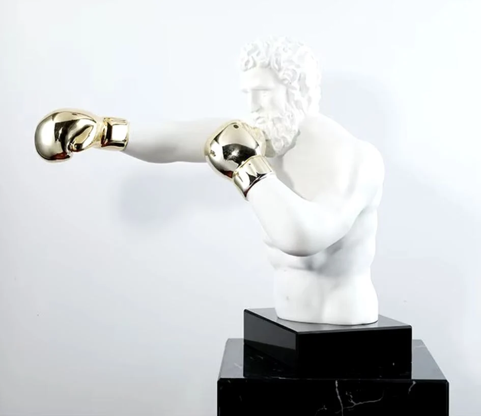 Statua di pugile con guanti d'oro 53 cm