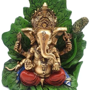 Statua resina - Ganesh su foglia