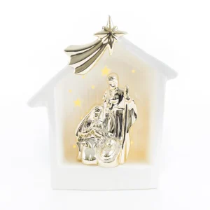 Statua Sacra Famiglia Porcellana con led