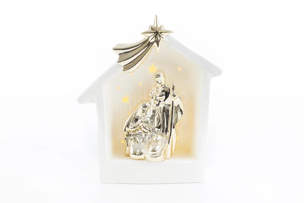 Statua Sacra Famiglia Porcellana con led