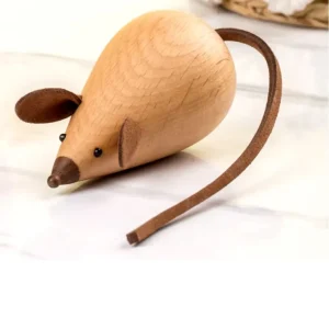 Statua di topo legno stile nordico 6 cm