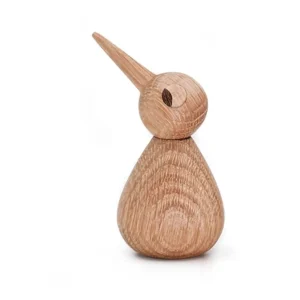 Statua uccello dal becco appuntito legno stile nordico 8 cm