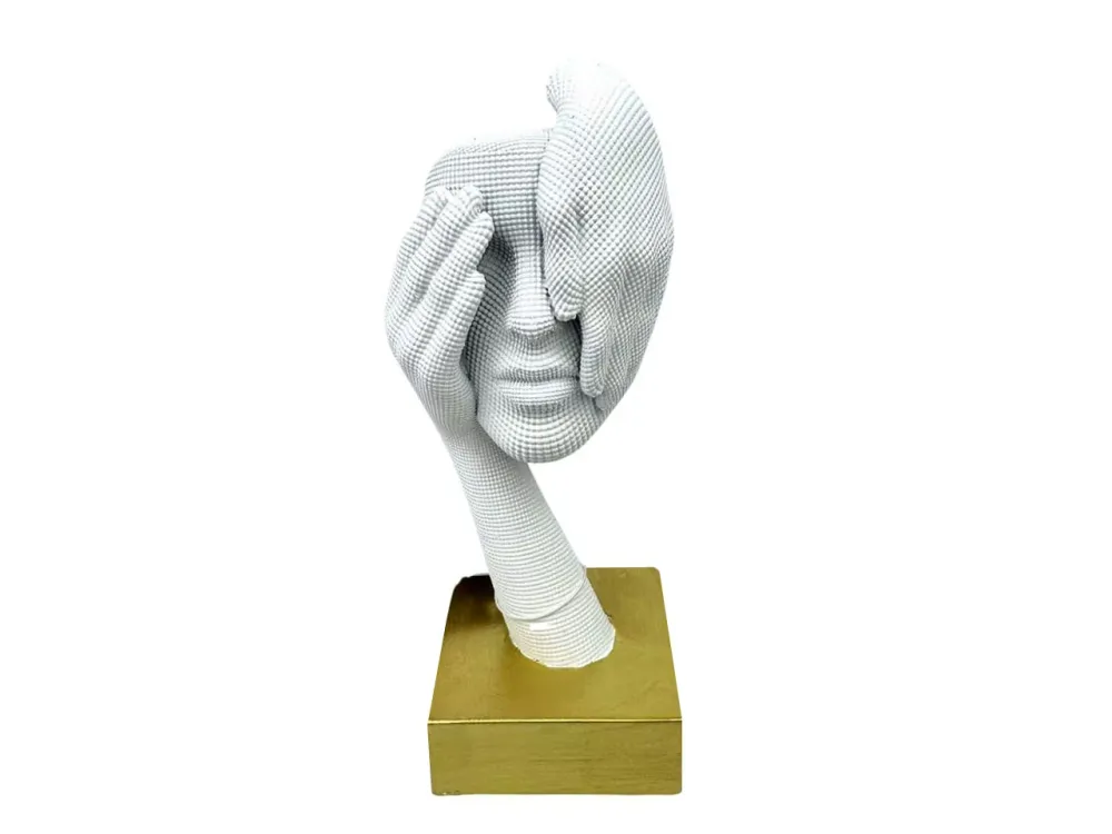 Statua viso resina h.12cm bianco