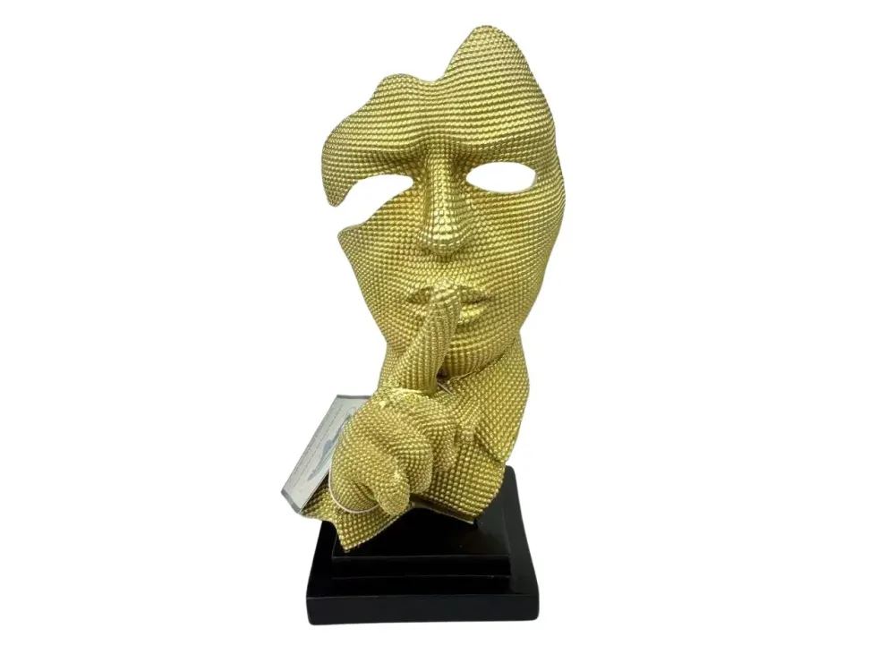 Statua viso resina h.12cm oro