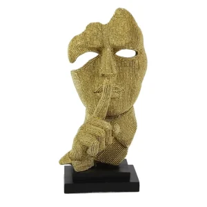 Statua viso resina h.27 cm oro