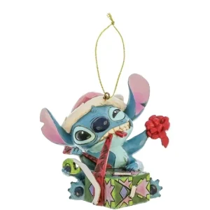Statuetta Decorazione Da Appendere Con Stitch Scartando Il Regalo - Disney Traditions