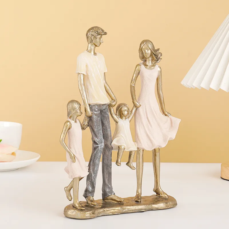 Statuetta di famiglia 4 persone 24cm