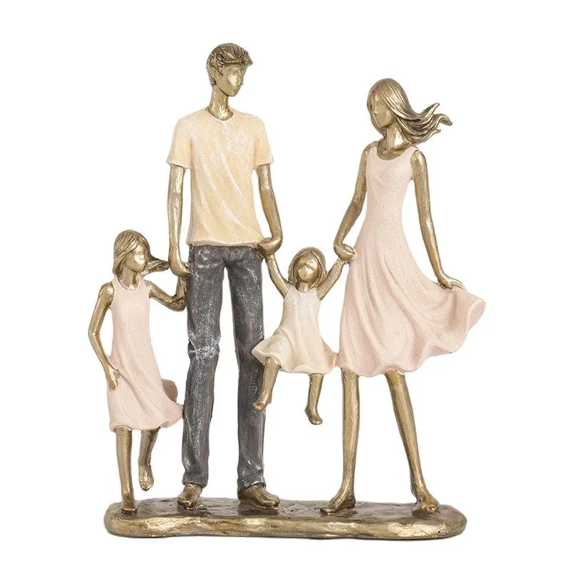 Statuetta di famiglia 4 persone 24cm