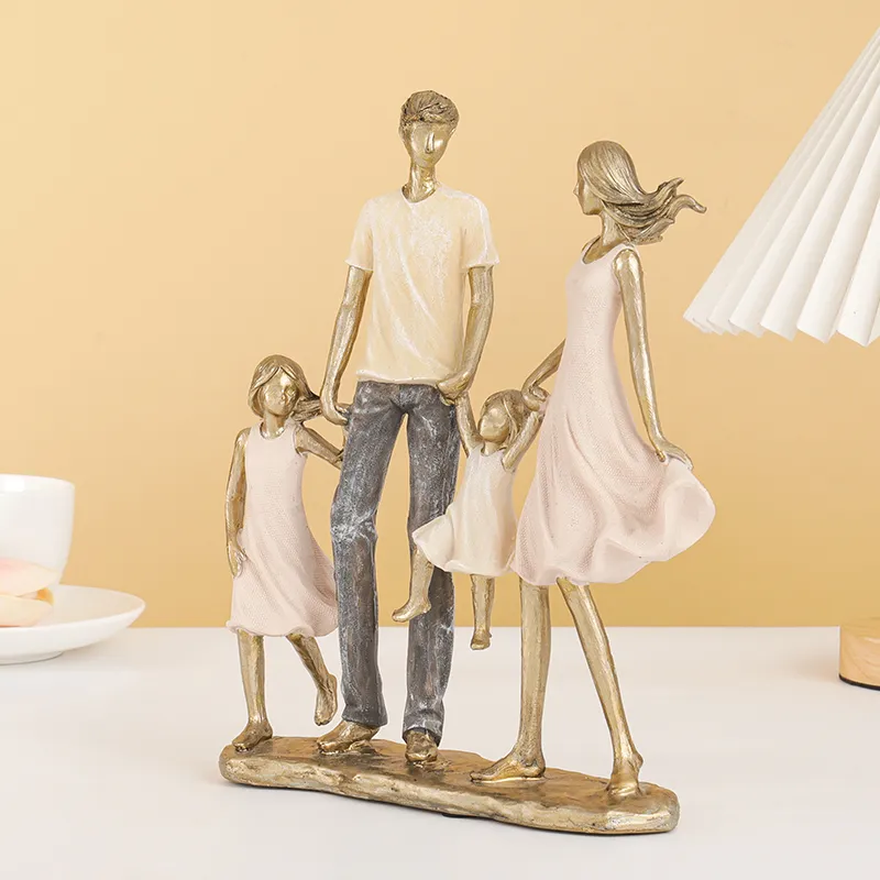 Statuetta di famiglia 4 persone 24cm