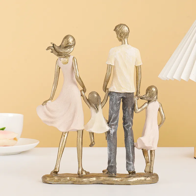 Statuetta di famiglia 4 persone 24cm