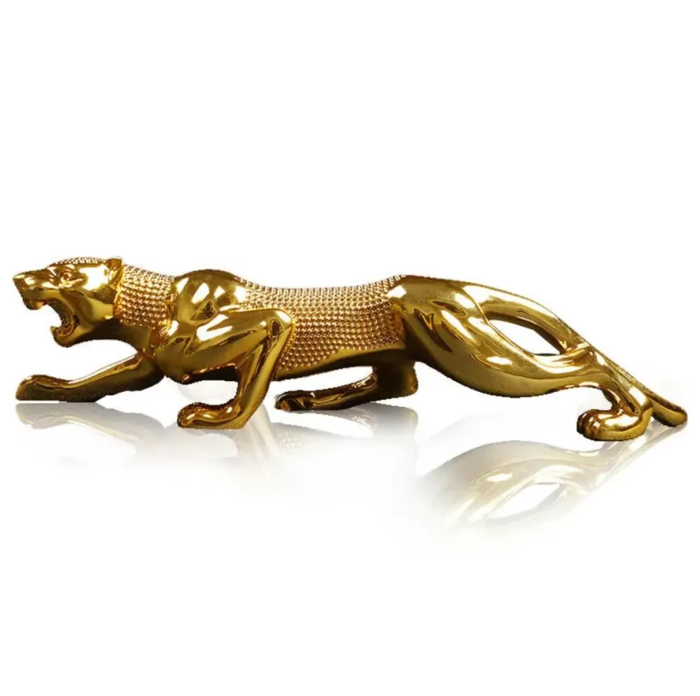 Statuetta pantera resina dorata 6 cm