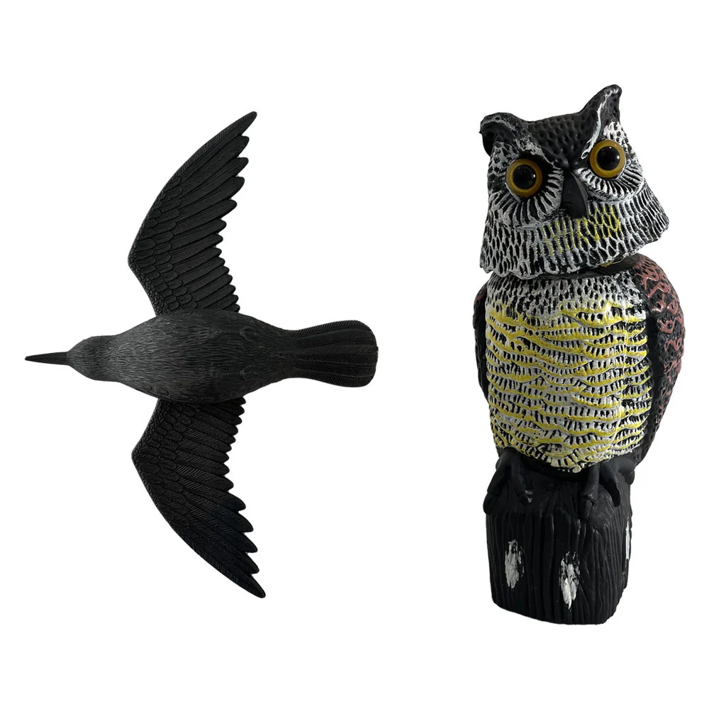 STATUETTA SCACCIA VOLATILI FORMA ANIMALE Gufo oscillante - cm 38,5 x 16