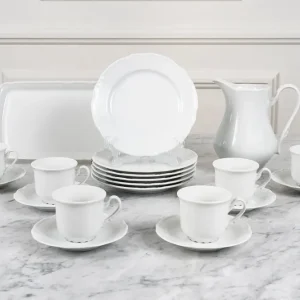 Stoviglie Bianche Con Goffratura Tea Time 6 Persone