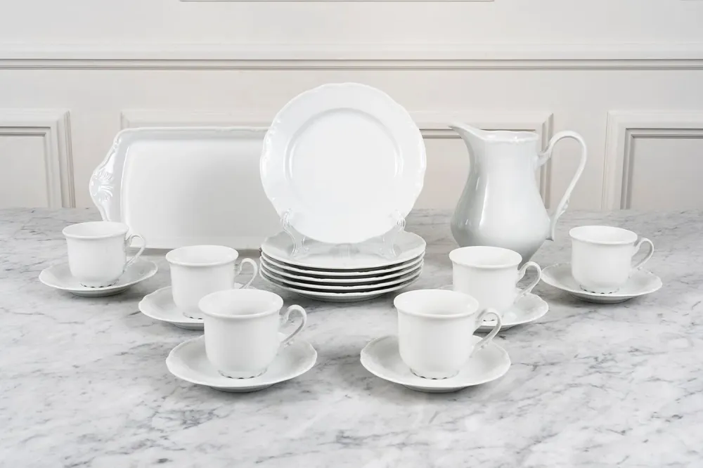 Stoviglie Bianche Con Goffratura Tea Time 6 Persone