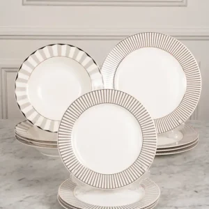 Stoviglie Bianco e Grigio Co 4 Persone