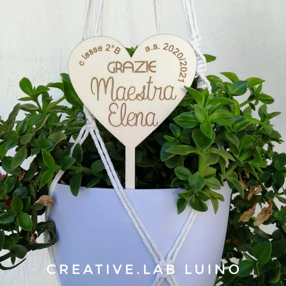 Tag per pianta per la maestra, cuore
