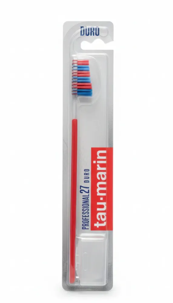 Tau Marin Spazzolino Duro N. 27 | Manico Antibatterico Ioni d'Argento | Testina 27mm | Doppia Durezza Setole