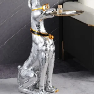Tavolino argento statua Dobermann 75 cm
