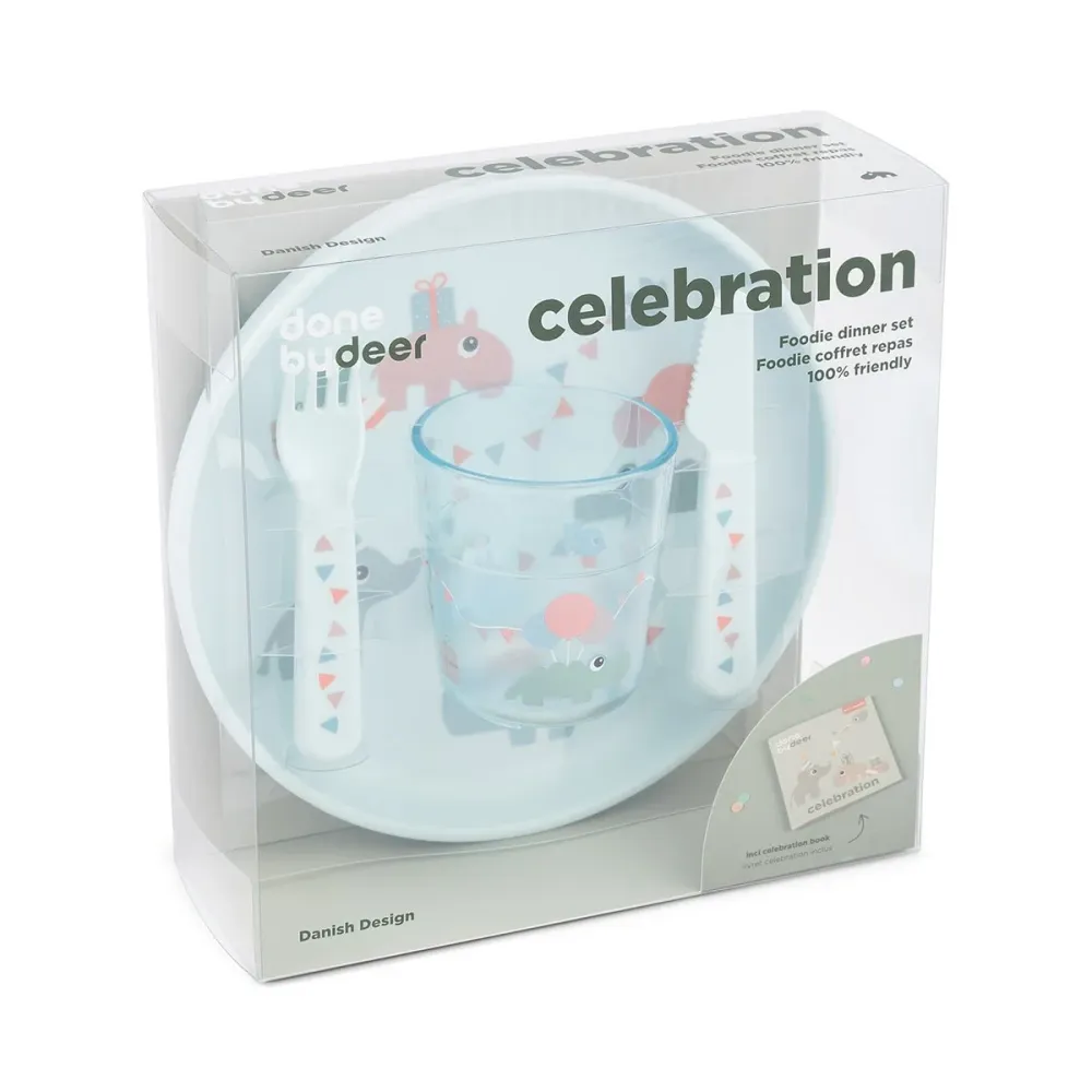 Done Deer Set di stoviglie per bambini Celebration Blue