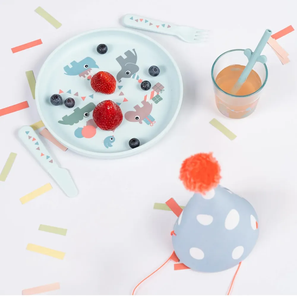 Done Deer Set di stoviglie per bambini Celebration Blue