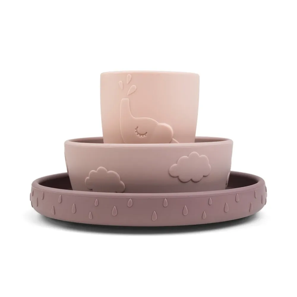 Done Deer Stoviglie per bambini Deer Friends Powder 3 pezzi